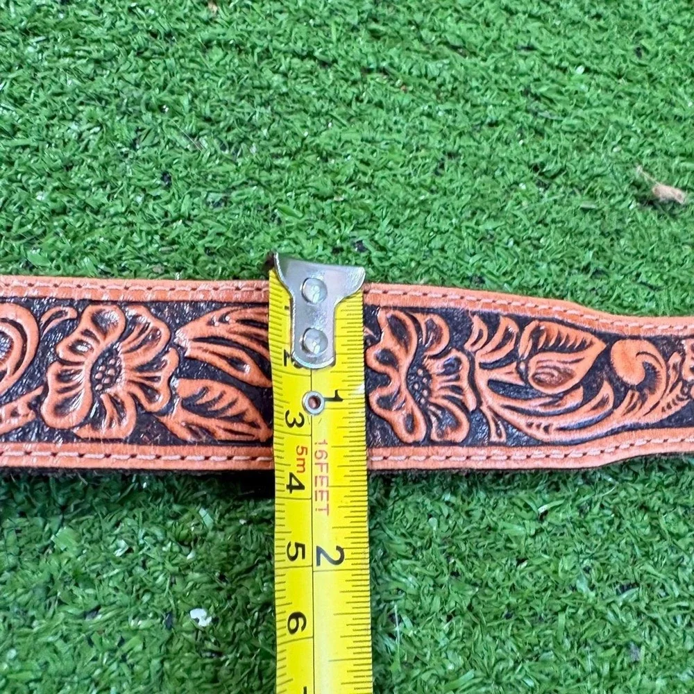 Vintage Tomy Lama Floral Embossed Genuine Leather Belt Kids Youth Size‎ 22